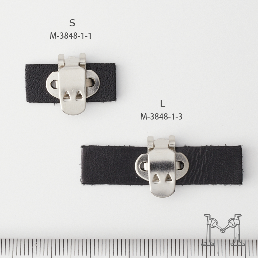 シューズクリップ用パーツ 金具(小)× スクエア革付き M-3848-1-1