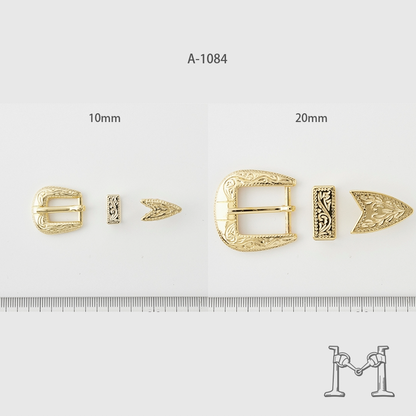 レンジャーバックル/ウエスタンバックル 3点セットまたは各パーツバラ売り 2サイズ（10/20mm）A-1084